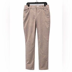 Chico’s Gray Velvet Gold Floral Pants 1.5 Petite 10P Luxe Stretch Straight Leg